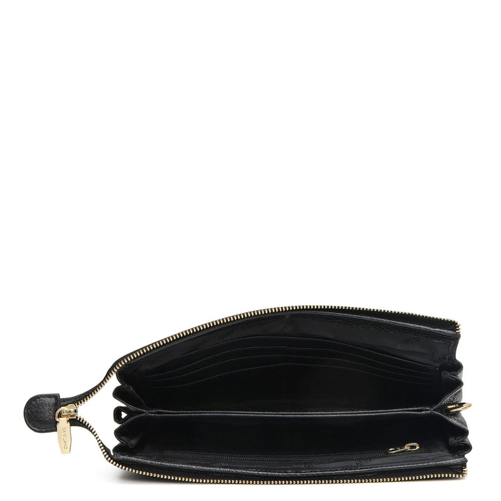 Wax Leather Ladies Wallet - Black