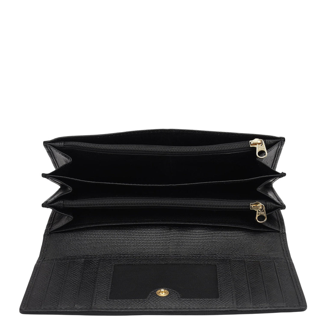 Croco Leather Ladies Wallet - Black
