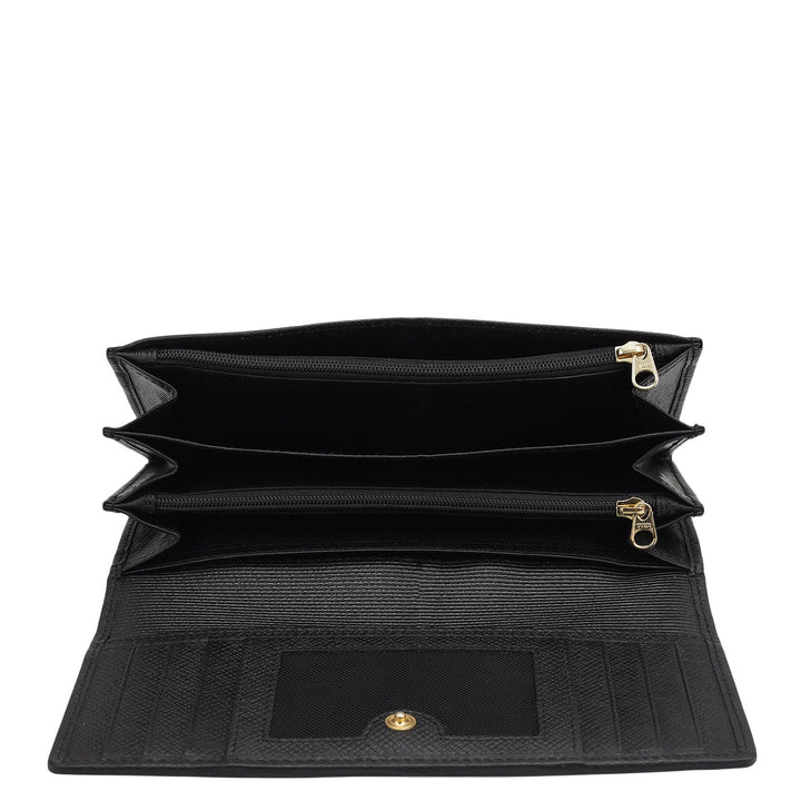 Croco Leather Ladies Wallet - Black