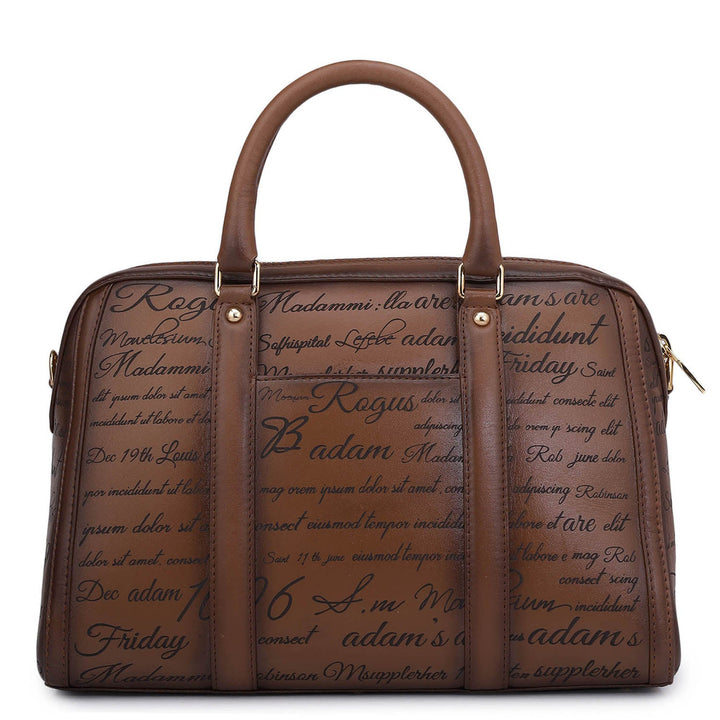 Medium Signato Leather Satchel - Cognac