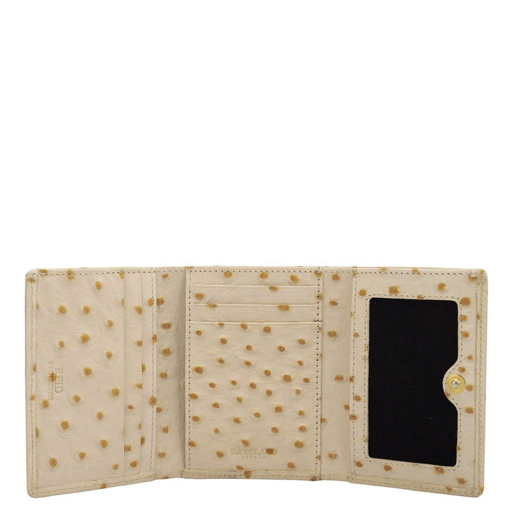 Ostrich Leather Ladies Wallet - Vanilla