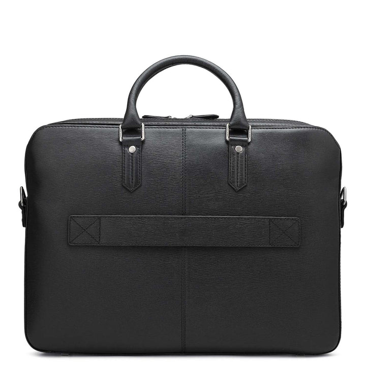 Aztec Leather Laptop Bag - Black