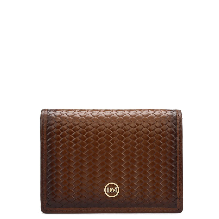 Mat Emboss Leather Card Case - Cognac