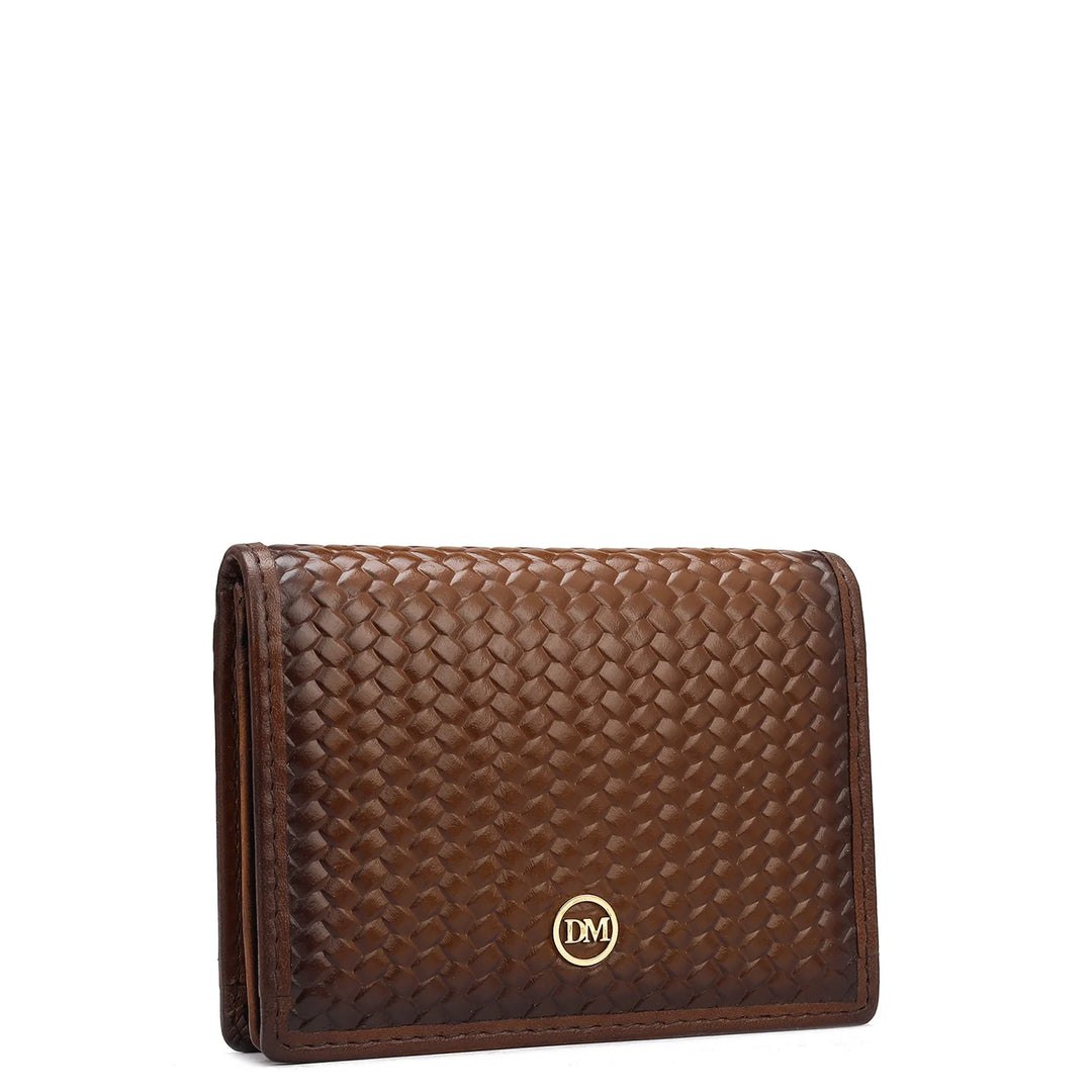 Mat Emboss Leather Card Case - Cognac