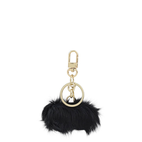 Fur Wax Leather Key Chain - Black