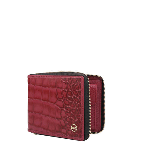 Croco Leather Ladies Wallet - Plumberry