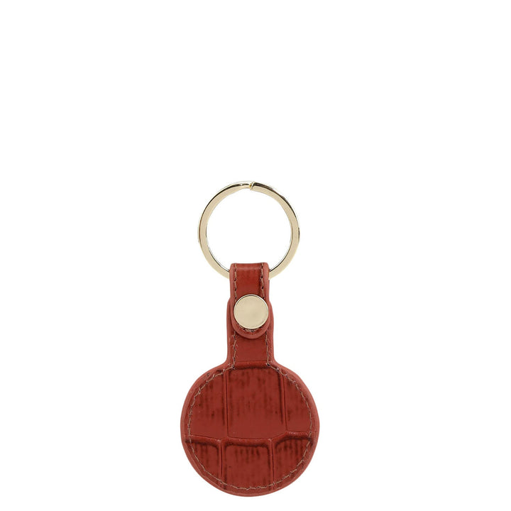 Croco Leather Key Chain - Brick