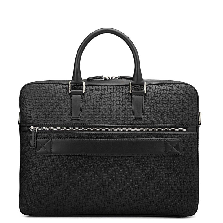 Mat Emboss Leather Laptop Bag - Black