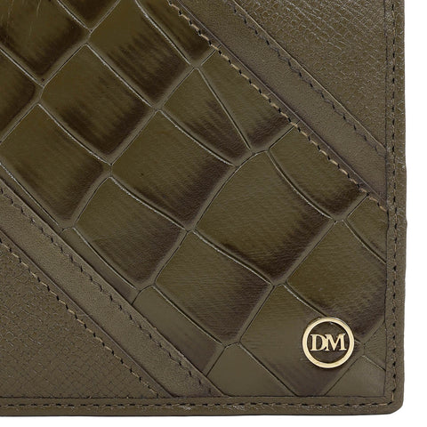 Military Green Bifold Leather Mens Wallet