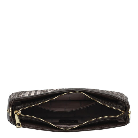 Small Mat Franzy Leather Baguette - Chocolate