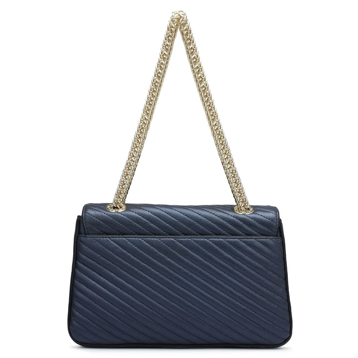 Medium Quilting Leather Shoulder Bag - Mid Night Blue