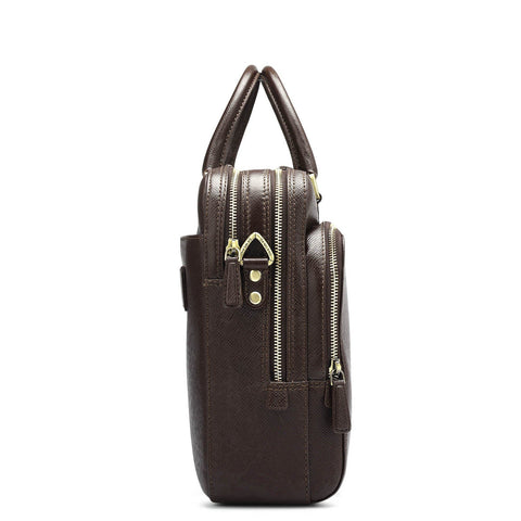 Franzy Leather Laptop Bag - Chocolate