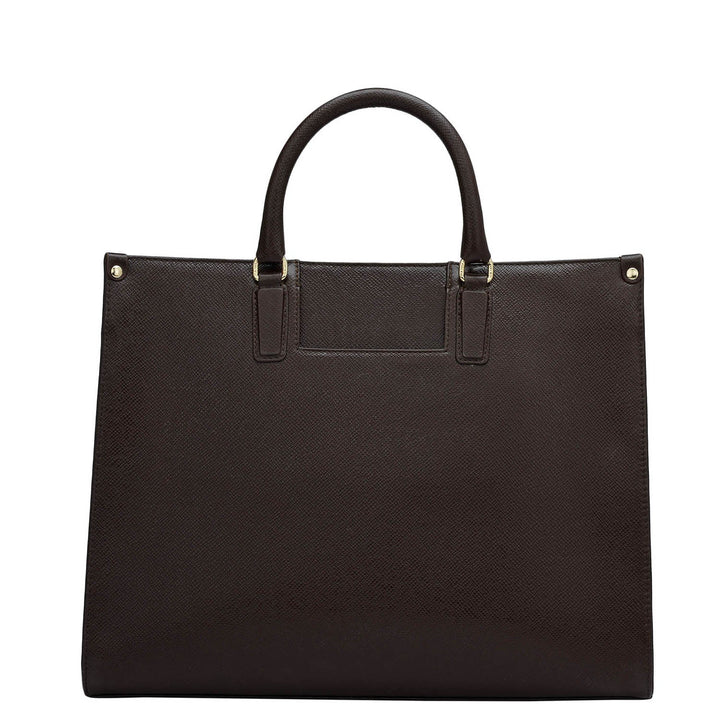 Medium Mat Franzy Leather Book Tote - Chocolate