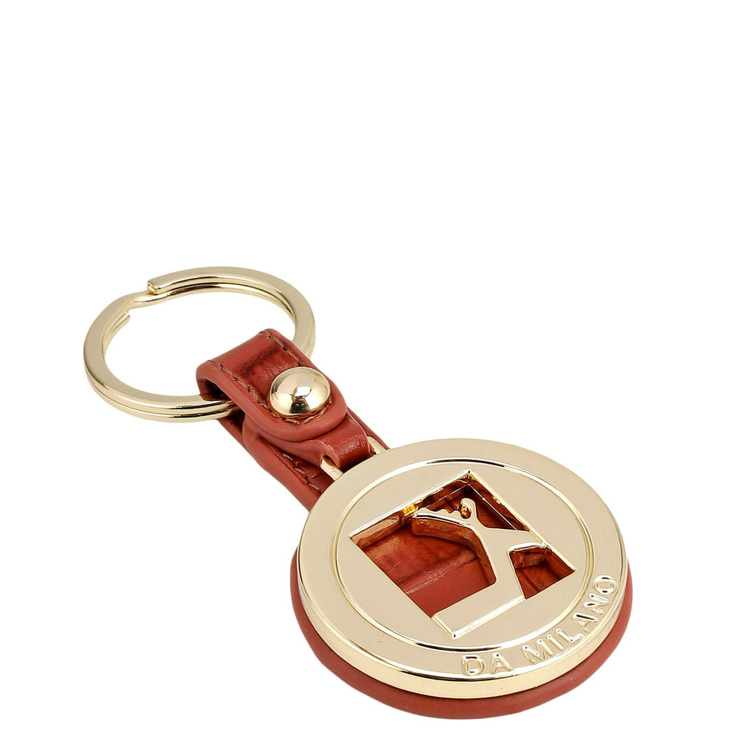 Croco Leather Key Chain - Brick