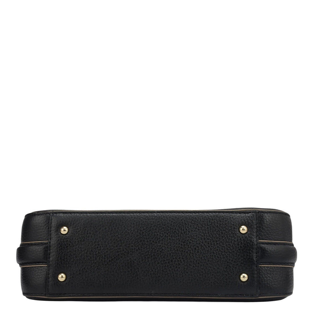 Small Wax Leather Baguette - Black
