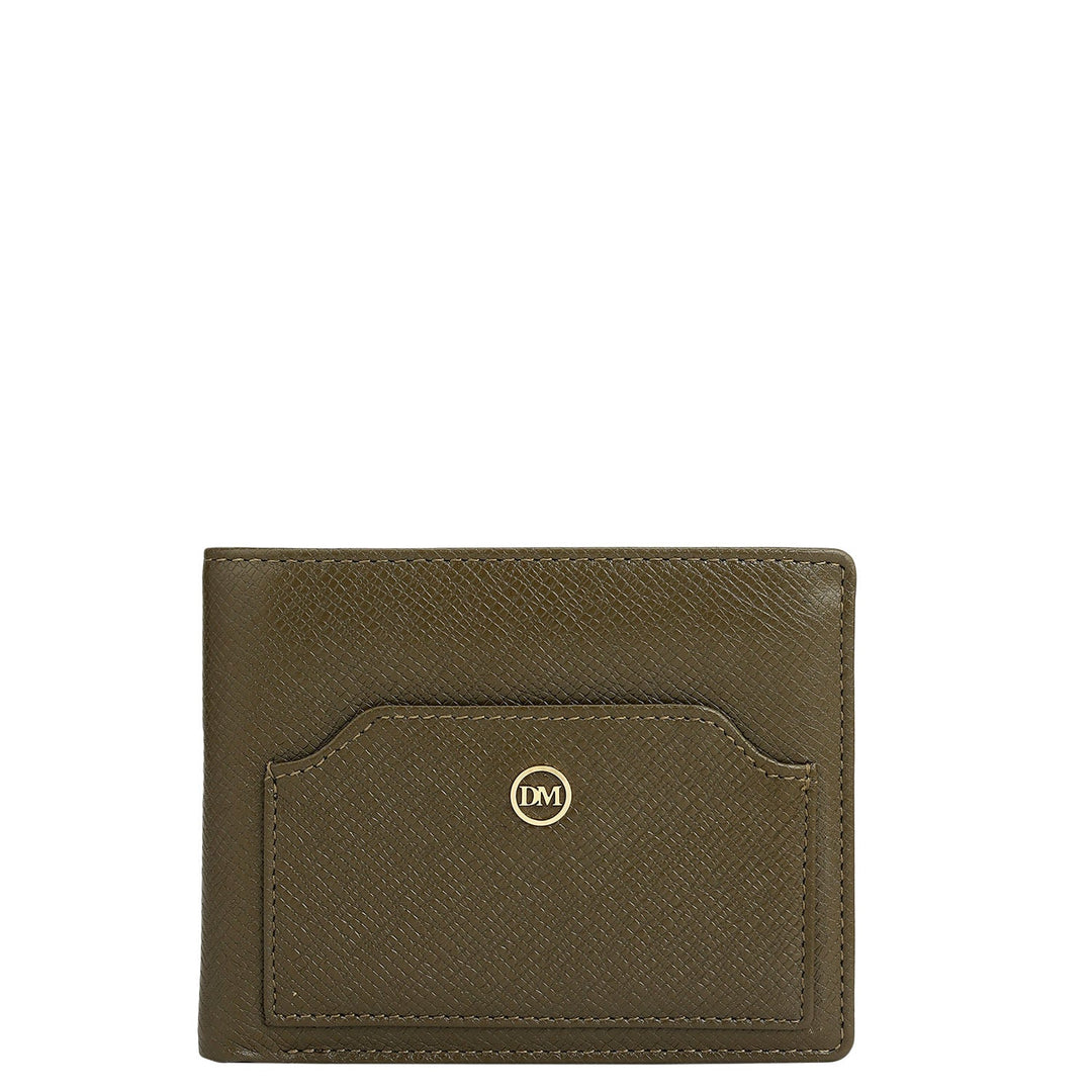 Military Green Bifold Leather Mens Wallet
