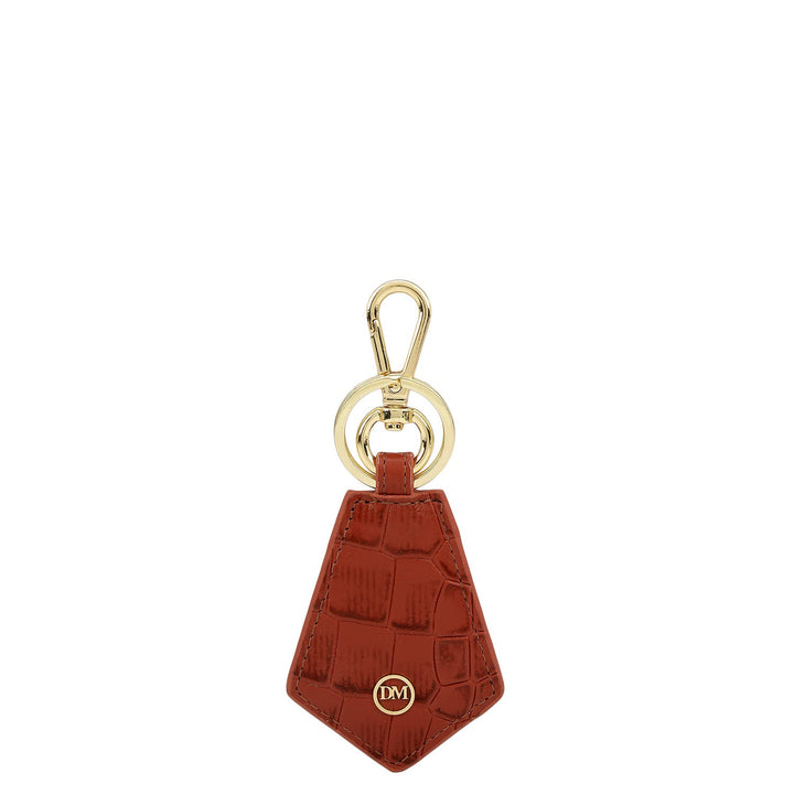 Croco Leather Key Chain - Brick