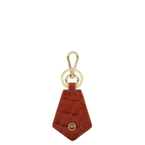 Croco Leather Key Chain - Brick