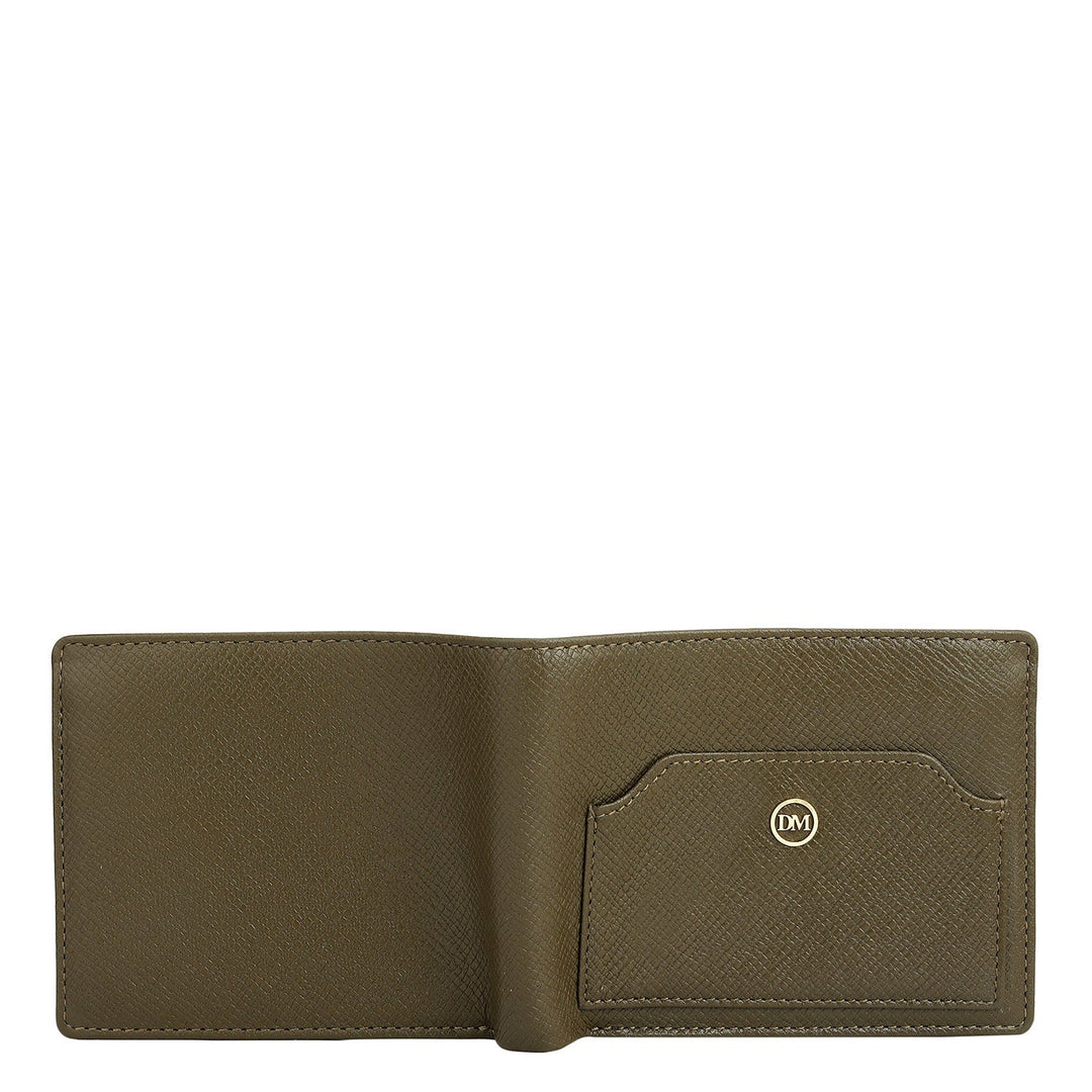 Military Green Bifold Leather Mens Wallet