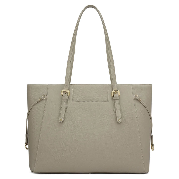 Large Franzy Leather Tote - Chalk