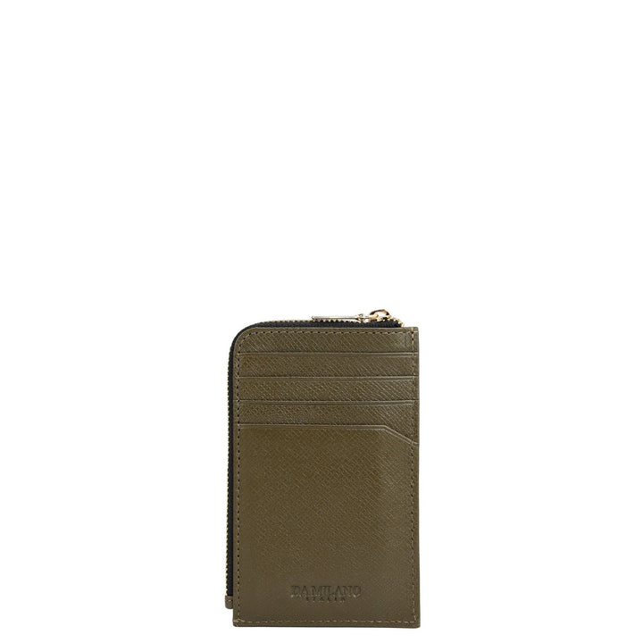 8 Slots Leather Card Case - Military Green