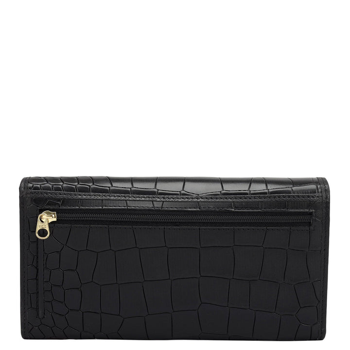 Croco Leather Ladies Wallet - Black