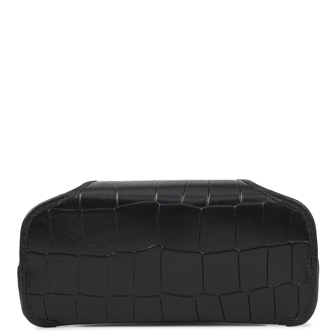 Croco Leather Spectacle Case - Black