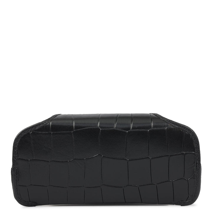 Croco Leather Spectacle Case - Black