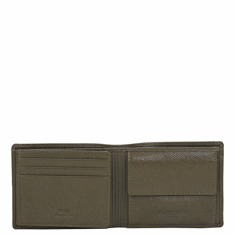 Military Green Bifold Leather Mens Wallet