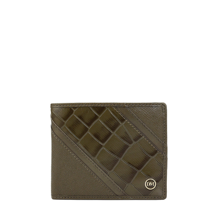 Military Green Bifold Leather Mens Wallet