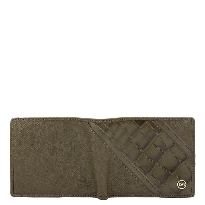 Military Green Bifold Leather Mens Wallet