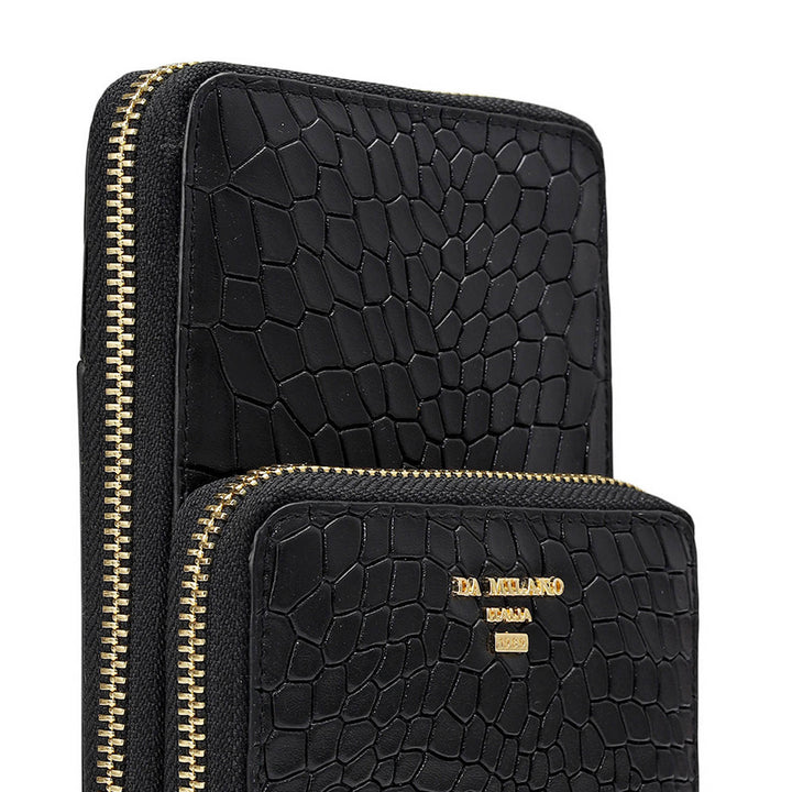 Croco Leather Crossbody - Black