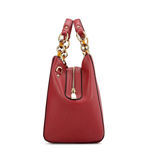 Medium Franzy Leather Satchel - Plumberry
