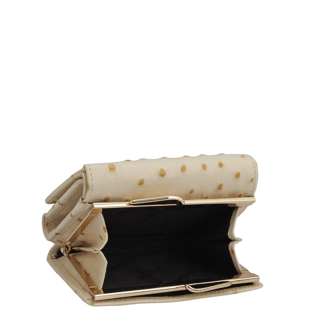 Ostrich Leather Ladies Wallet - Vanilla