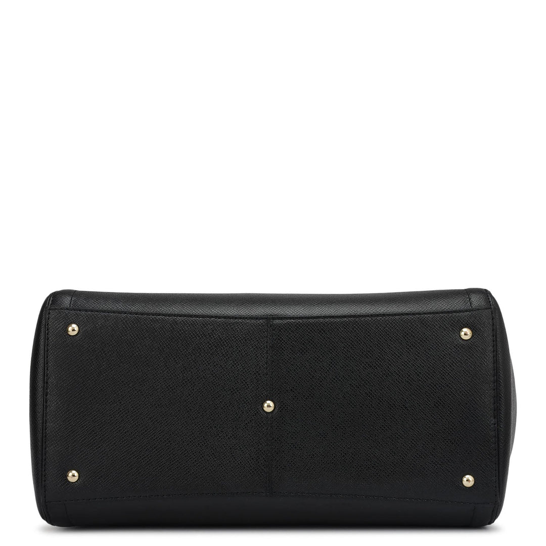 Medium Franzy Leather Satchel - Black