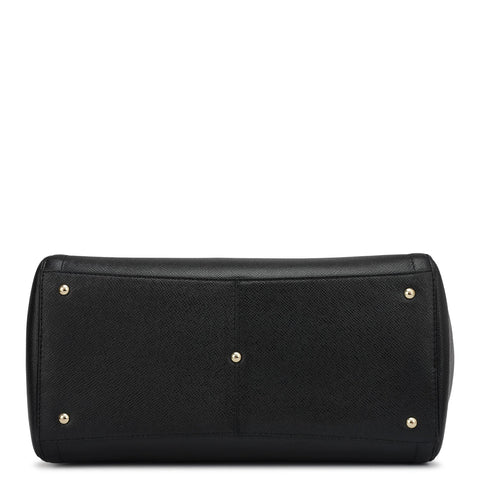 Medium Franzy Leather Satchel - Black