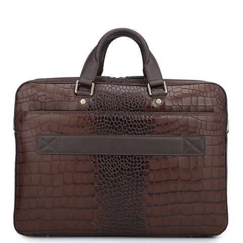 Croco Leather Laptop Bag - Date