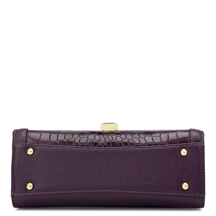 Small Franzy Croco Leather Shoulder Bag - Grapevine