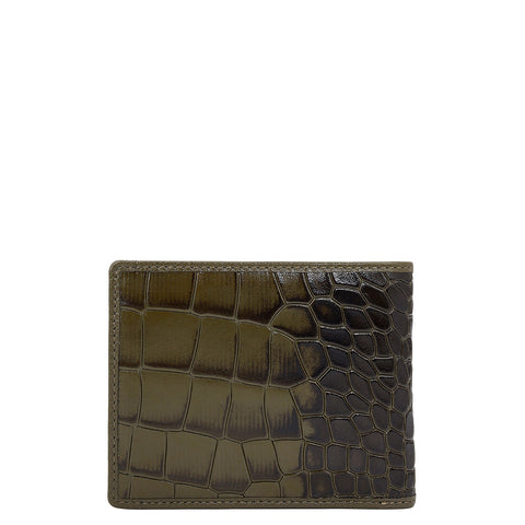 Military Green Bifold Leather Mens Wallet