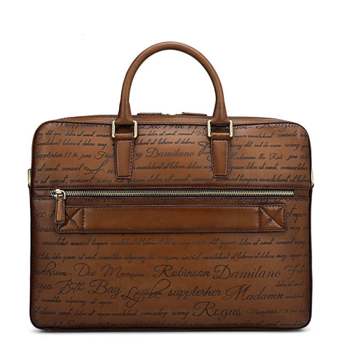 Signato Leather Laptop Bag - Cognac