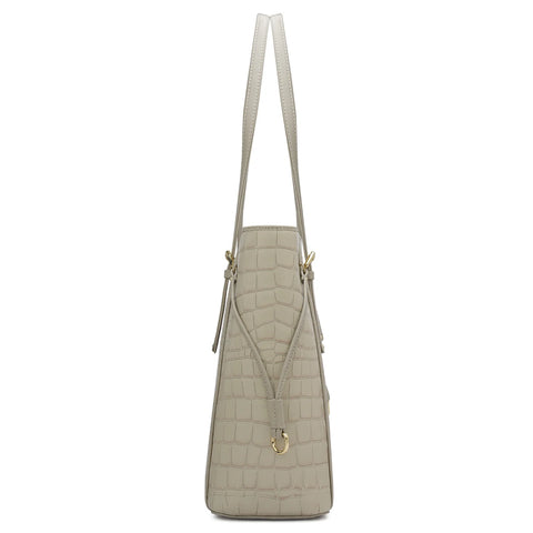 Large Croco Leather Tote - Frost