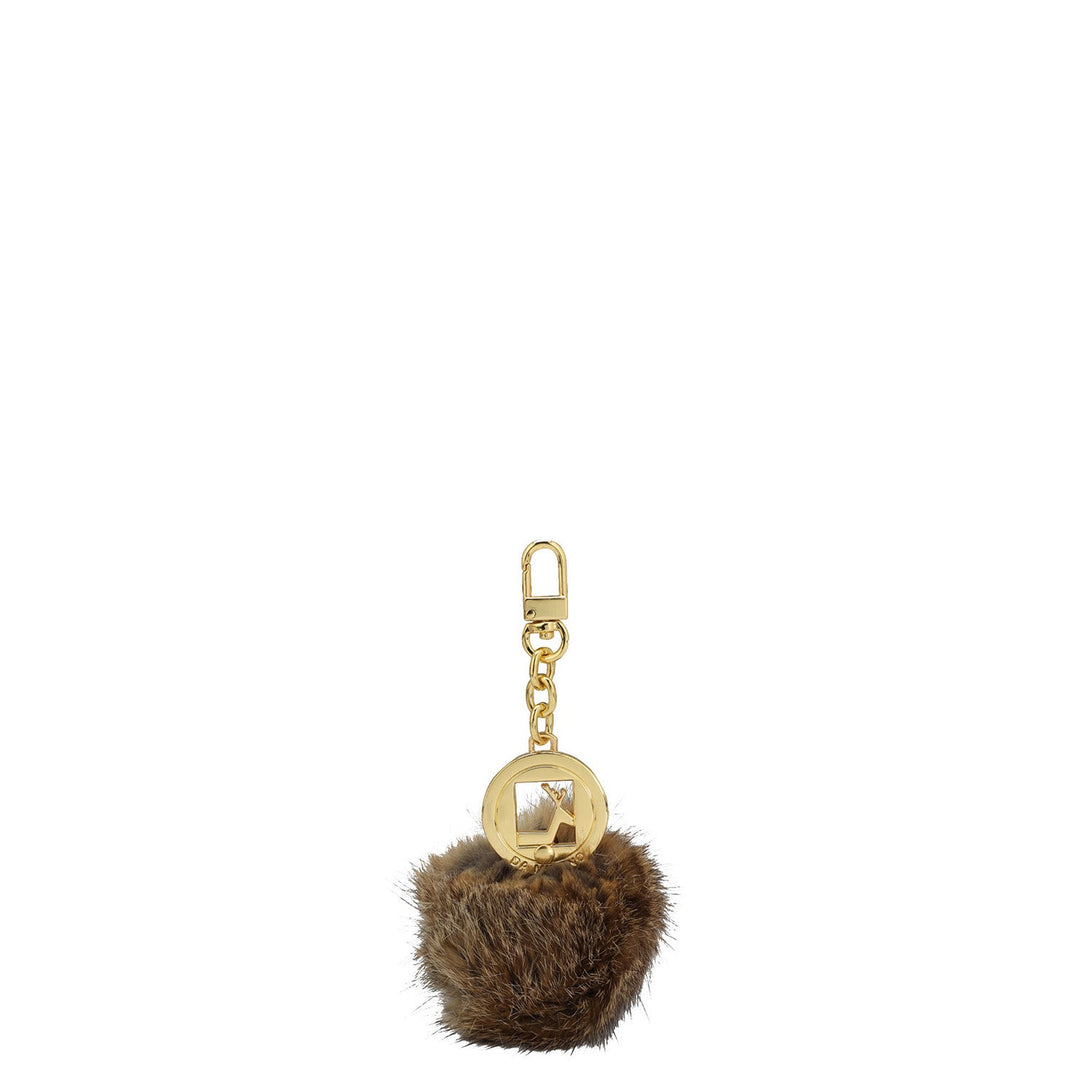 Fur Leather Bag Hanging - Beige & Brown
