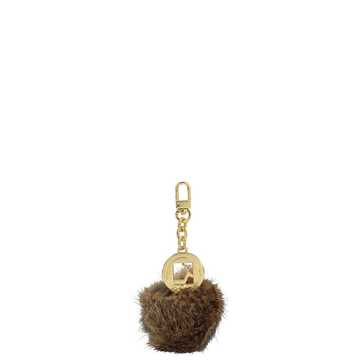 Fur Leather Bag Hanging - Beige & Brown