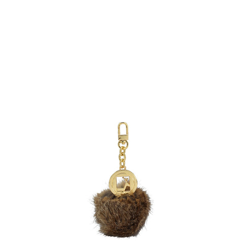 Fur Leather Bag Hanging - Beige & Brown