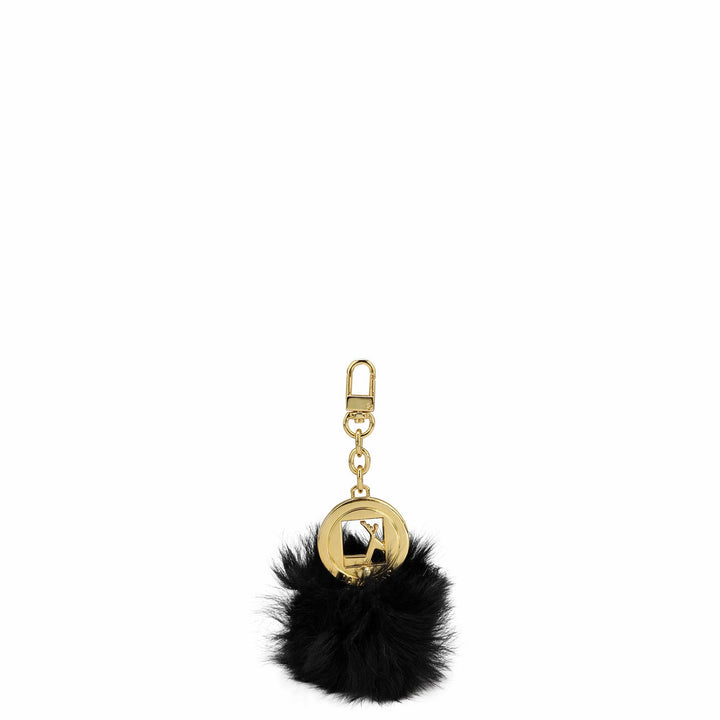 Fur Leather Bag Hanging - Black