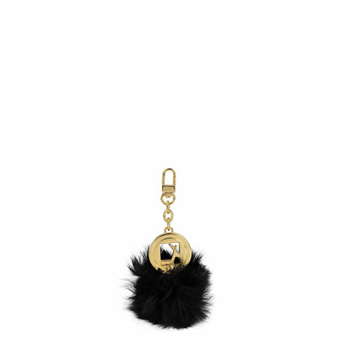 Fur Leather Bag Hanging - Black