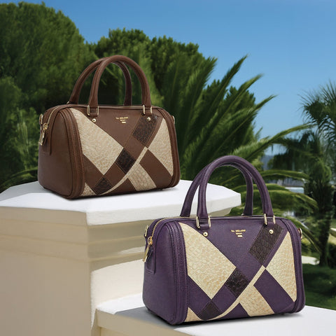 Petite Mosaic Franzy Leather Satchel - Grapevine & Frost