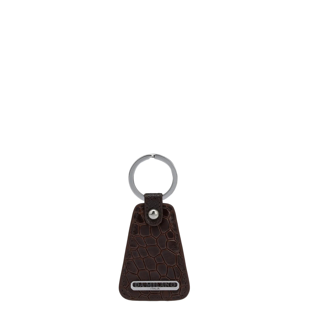 Croco Leather Key Chain - Brown