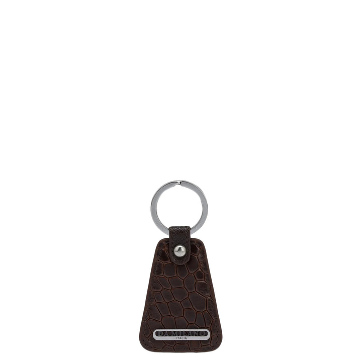 Croco Leather Key Chain - Brown