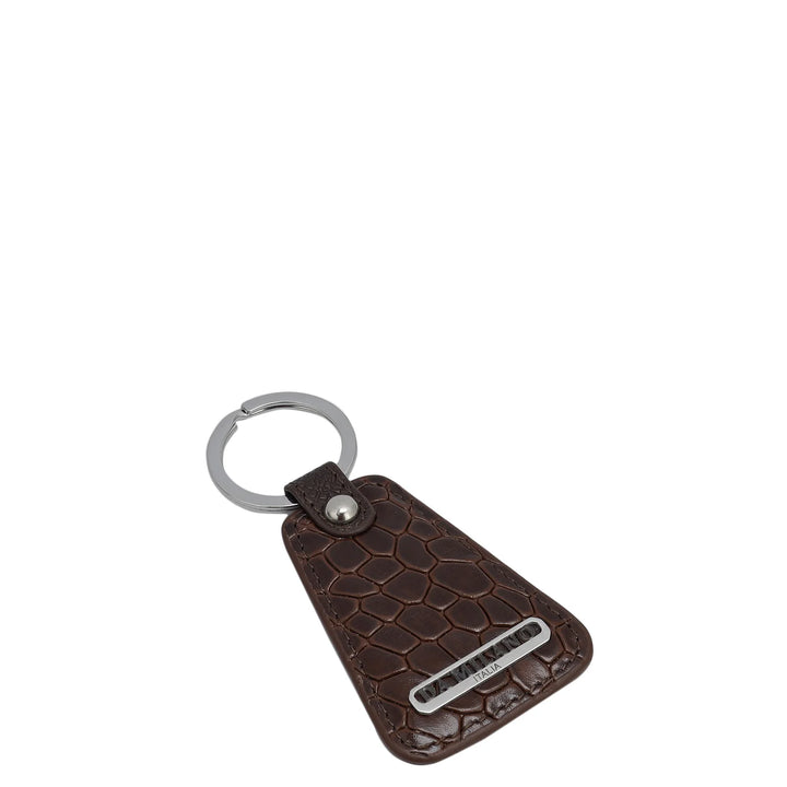 Croco Leather Key Chain - Brown